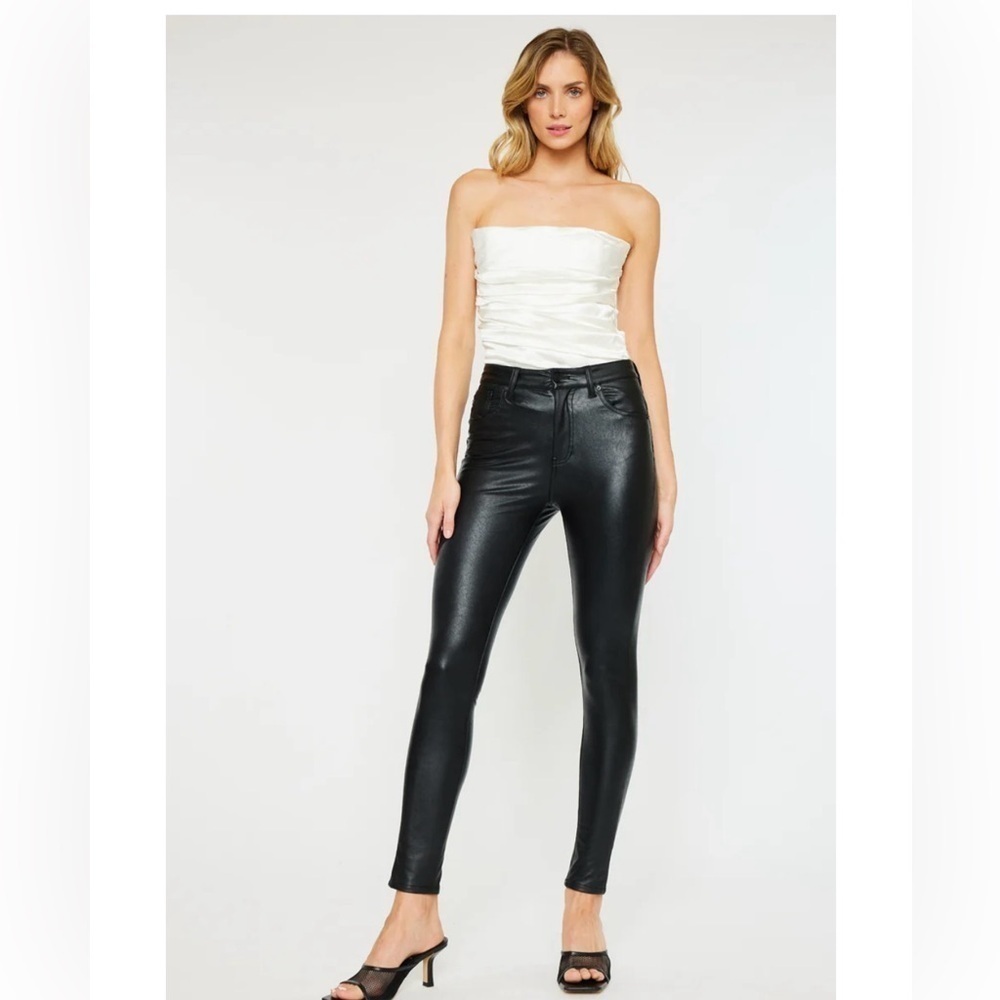 KanCan Cherry High Rise Faux Leather Super Skinny Jeans